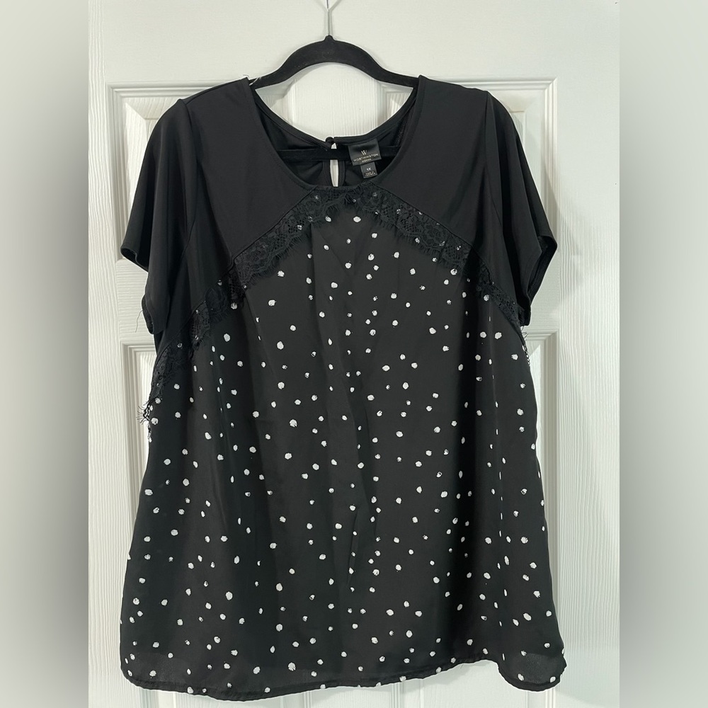 Elegant Black and White Polka Dot Blouse